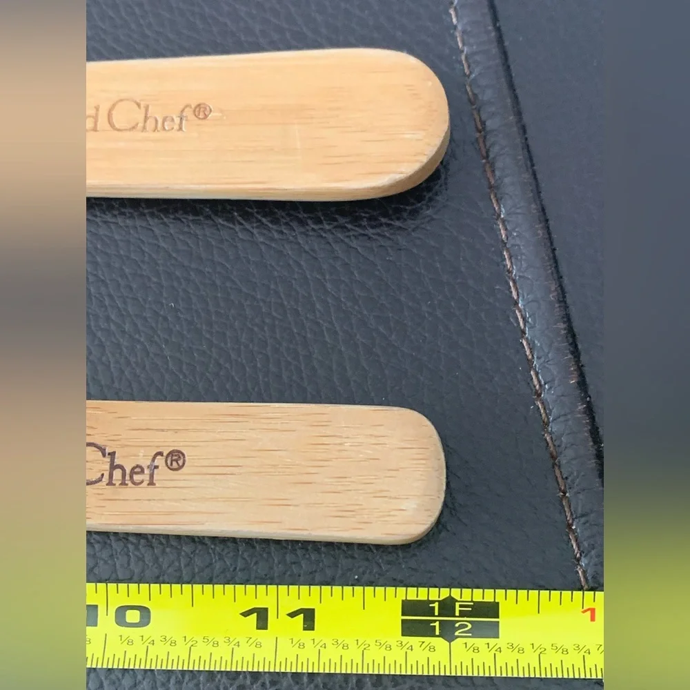 VTG Pampered Chef Slotted Wooden Utensils Bamboo Cooking Spoon Spatula Farmhouse